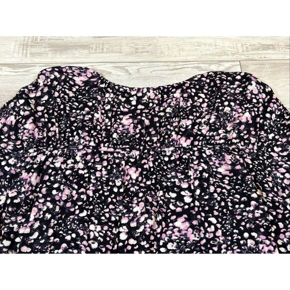 Terra & Sky full figure black floral blouse plus size 0X 14W - Picture 7 of 11